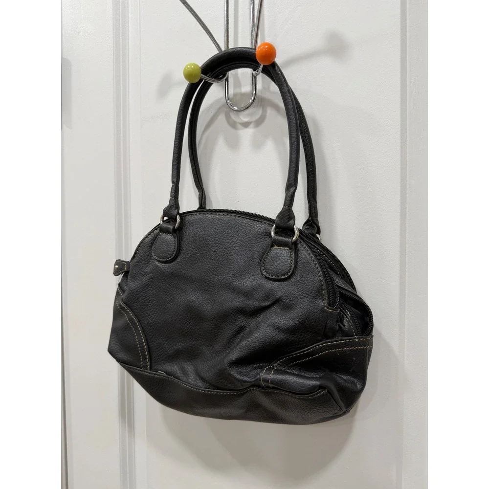 KOLTOV Black Faux Leather Satchel Handbag Shoulder‎ Bag Purse